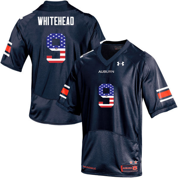 Men #9 Jermaine Whitehead Auburn Tigers USA Flag Fashion College Football Jerseys-Navy - Click Image to Close